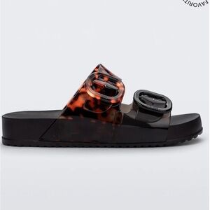 Melissa Palazzo Black and Leopard  Slides